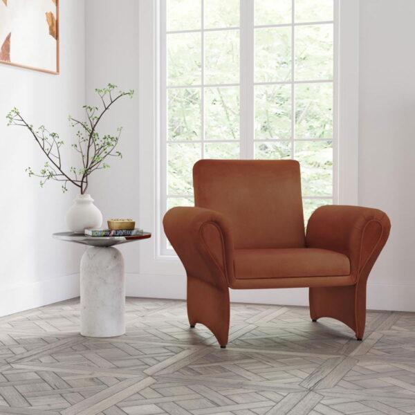 Liana - Upholstered Roll Arm Accent Armchair - Rust - Image 2