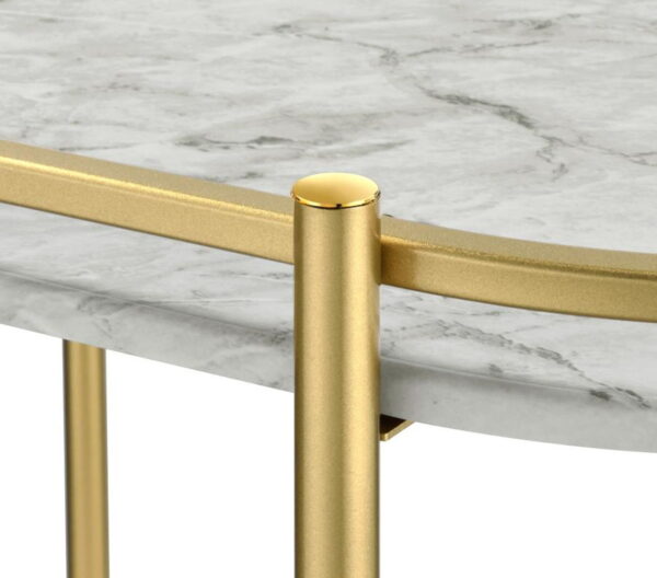 Desiree - 2-Tier Faux Marble Shelf Metal Bar Cart - Image 15