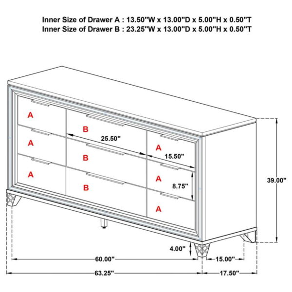 Marmore - 9-Drawer Dresser Cabinet - White - Image 7