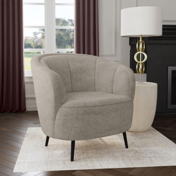 Ellorie - Upholstered Channel Back Curved Chair - Beige - Image 11
