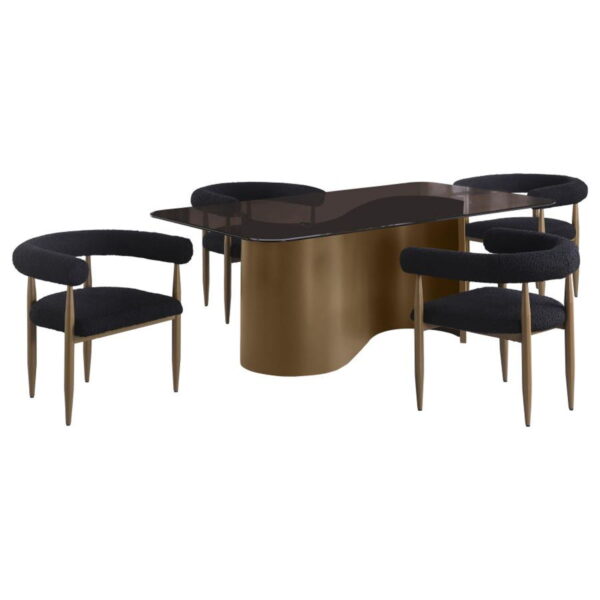 Edson - 5 Piece Rectangular Glass Top Dining Table Set - Bronze - Image 13