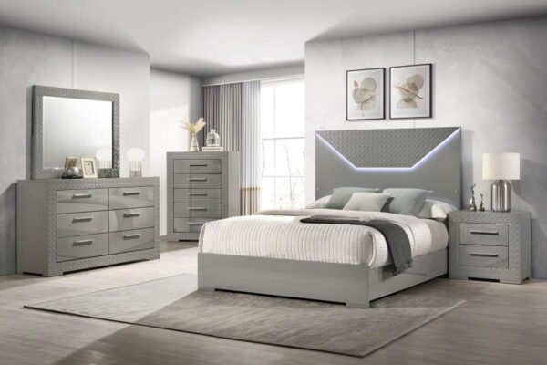 Ives - 5-Drawer Bedroom Chest Of Drawers - Gray High Gloss - Image 10