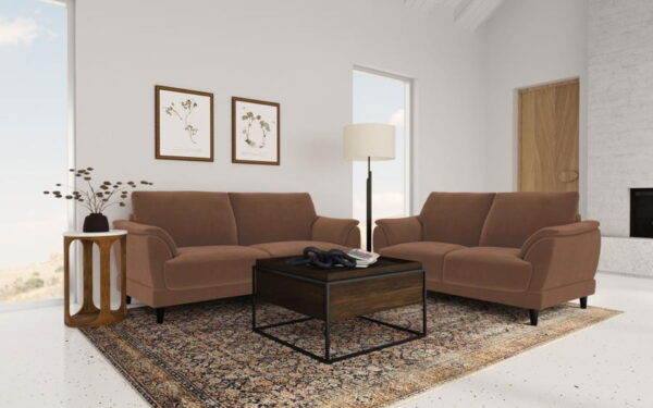 Selma - Velvet Upholstered Crescent Arm Sofa - Rust - Image 11