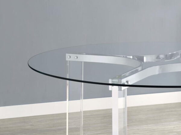 Keeling - 5 Piece Round Glass Top Acrylic Dining Set - Chrome - Image 17