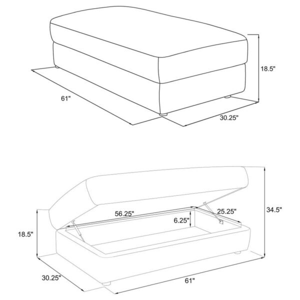 Emberson - Upholstered Rectangular Storage Ottoman - Ivory - Image 6