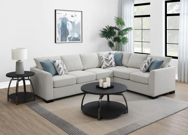 Ashford - Chenille Upholstered Sleeper Sectional Sofa - Greige - Image 2