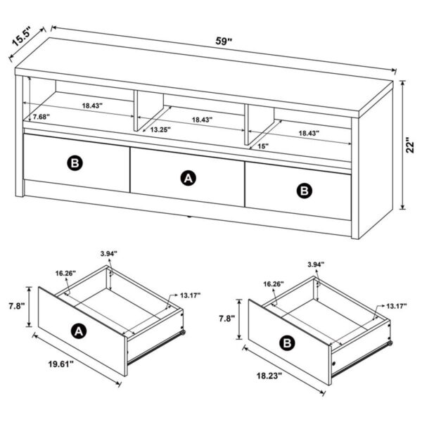 Rutland - 3-Drawer TV Stand Media Console - Image 4