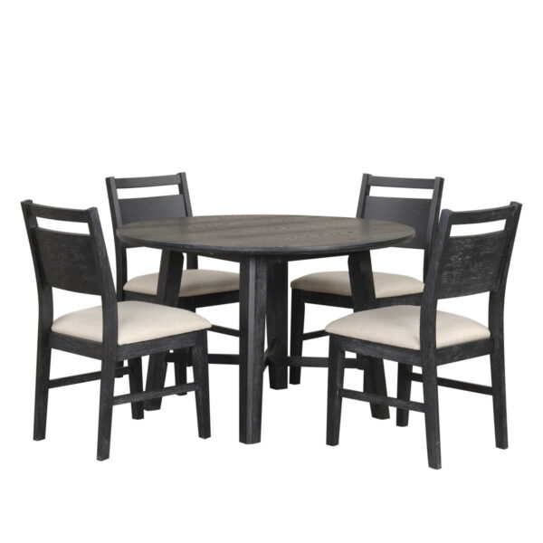 Sable Crest - 5 Piece Set (Round Dining Table & 4 Chairs) - Black - Image 2