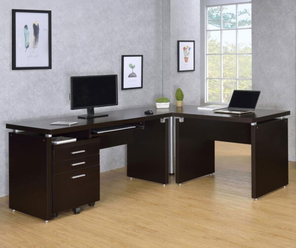 Skylar - Engineered Wood Writing Desk - Cappuccino - Image 6