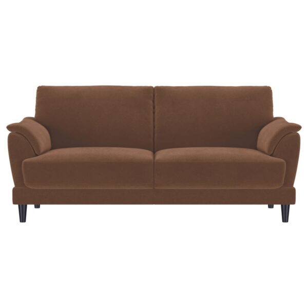 Selma - Velvet Upholstered Crescent Arm Sofa - Rust - Image 4