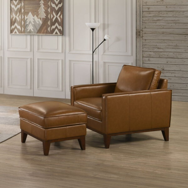 Caspar - Chair & Ottoman - Caramel - Image 2