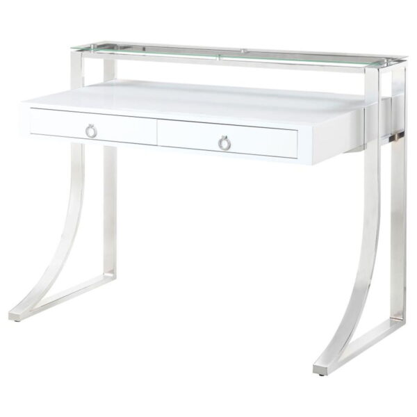 Gemma - 2-Drawer Writing Desk - White High Gloss - Image 5
