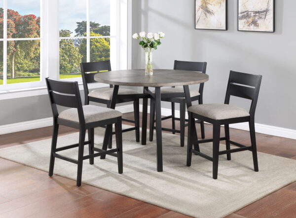 Mathis - 5 Piece Counter Dining Room Set - Black / Gray