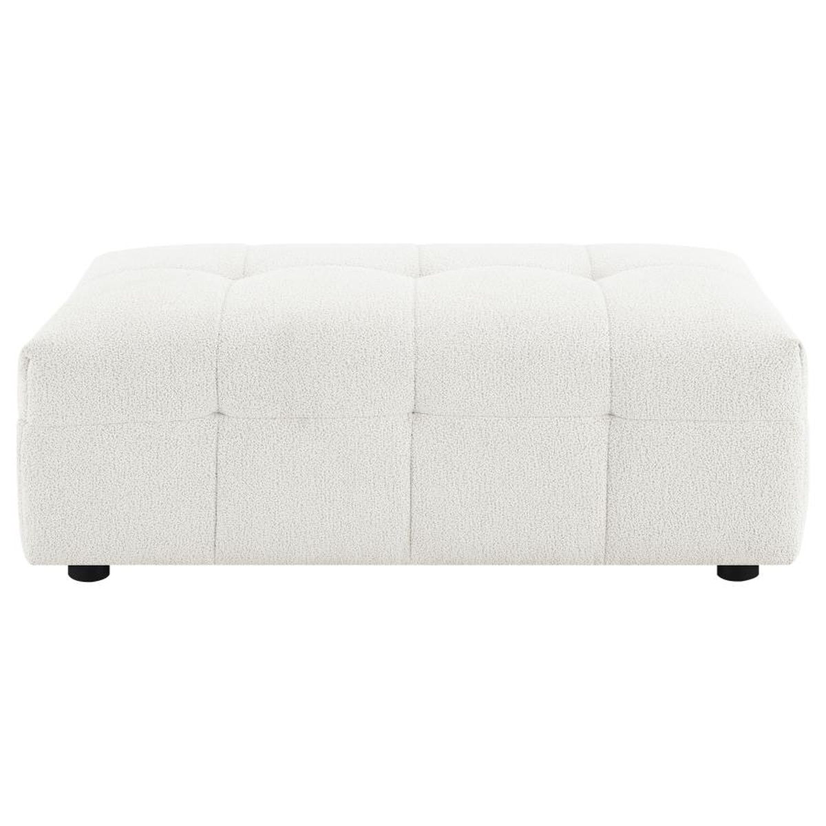 Everly - Boucle Upholstered Rectangular Ottoman - White - Image 3