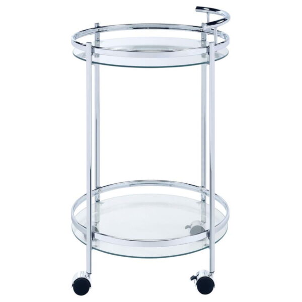 Chrissy - Round Glass Shelf Metal Bar Cart - Image 3