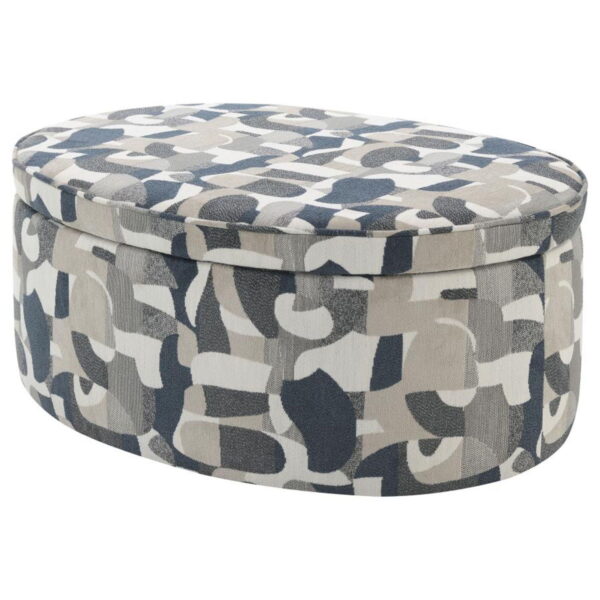 Tomkins - Oval Upholstered Storage Ottoman - Indigo Blue - Image 6
