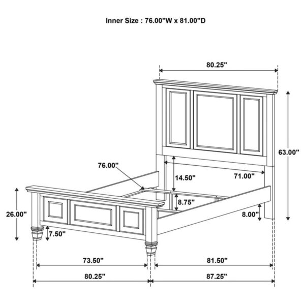 Sandy Beach - 63" Panel Bed with High Headboard - Image 30