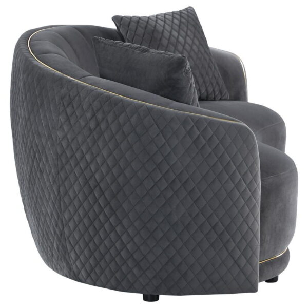 Brookside - Velvet Upholstered Curved Loveseat - Dark Gray - Image 6