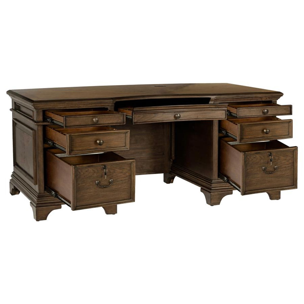 Hartshill - 7-Drawer Executive Desk - Burnished Oak - Image 14