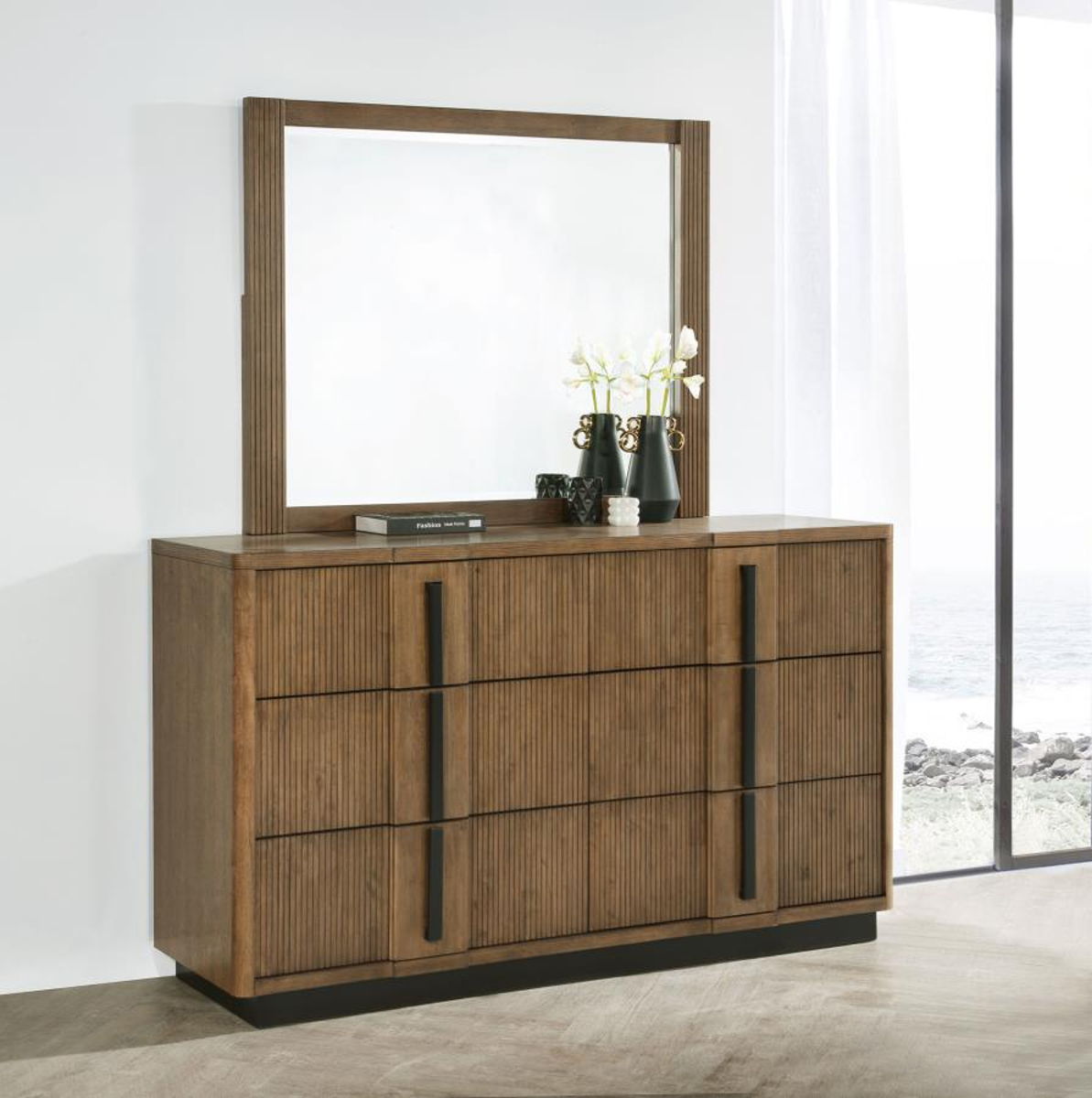 Terrace - 6-Drawer Dresser And Mirror - Ash Brown - Image 6