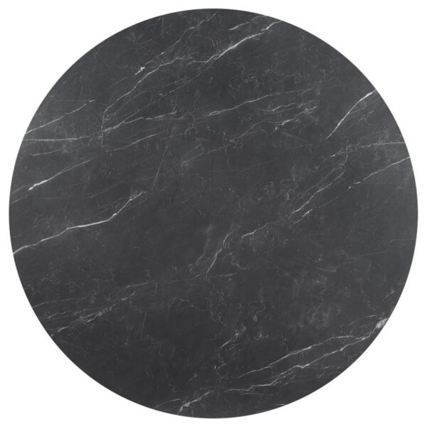 Camden - 5 Piece Round Faux Marble Top Dining Table Set - Black - Image 3
