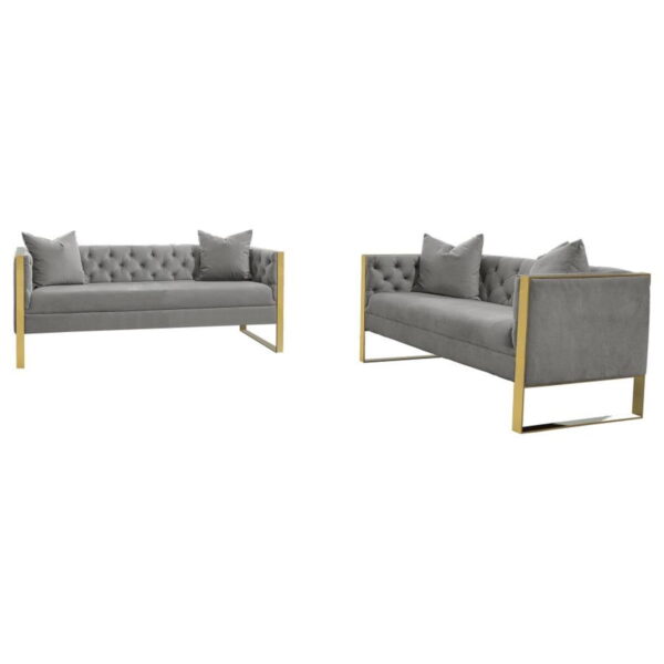 Eastbrook - Velvet Upholstered Tufted Sofa Set - Image 15