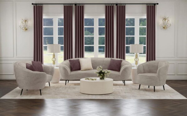 Ellorie - Upholstered Channel Back Curved Chair - Beige - Image 10