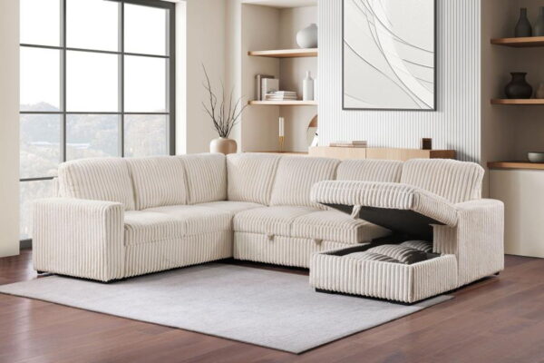 Devonshire - Sleeper Sectional Sofa Storage Chaise - Camel - Image 11