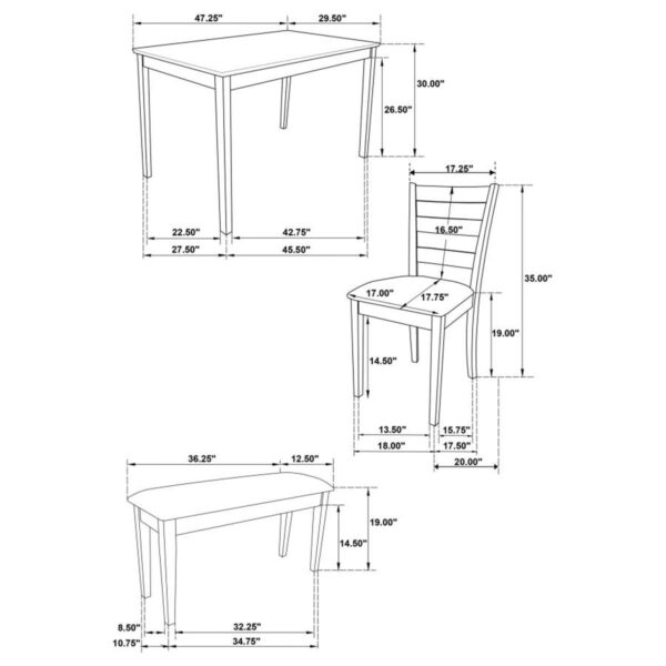Guillen - 5 Piece Rectangular Dining Table Set - Cappuccino - Image 10