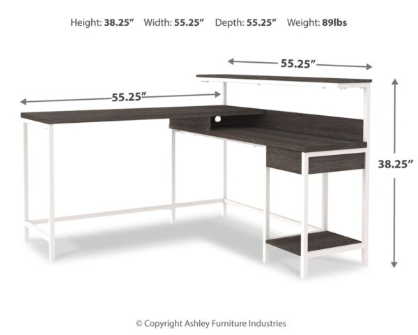 Dorrinson - White / Black / Gray - L-Desk with Storage - Image 11