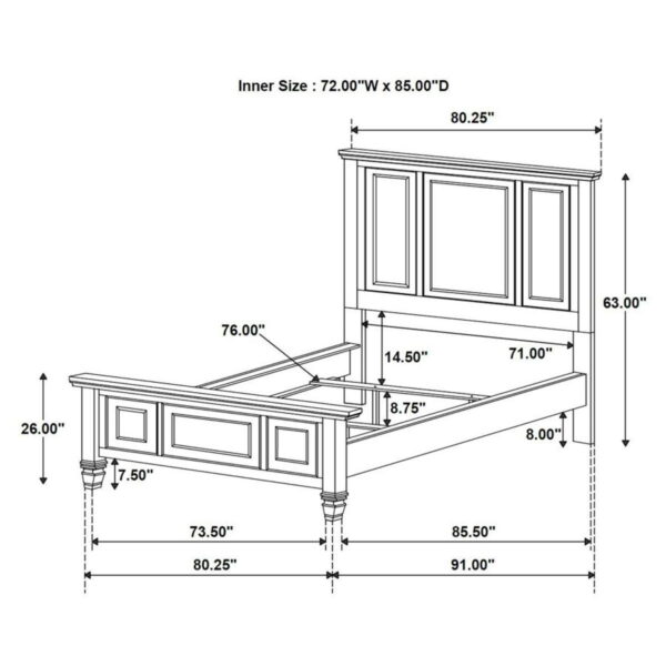 Sandy Beach - 63" Panel Bed with High Headboard - Image 13