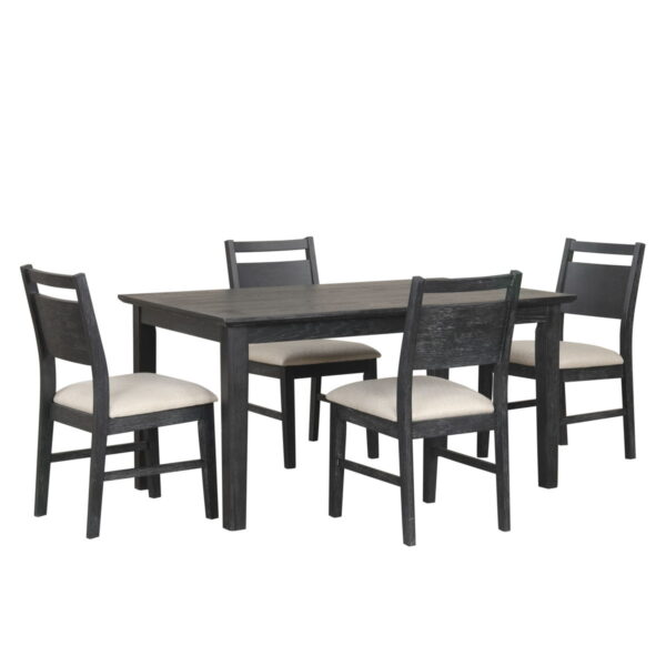 Sable Crest - 5 Piece Set (Rectangle Dining Table & 4 Chairs) - Black - Image 3