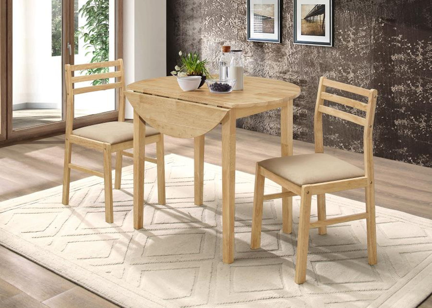 Bucknell - 3 Piece Round Drop Leaf Dining Table Set - Image 15