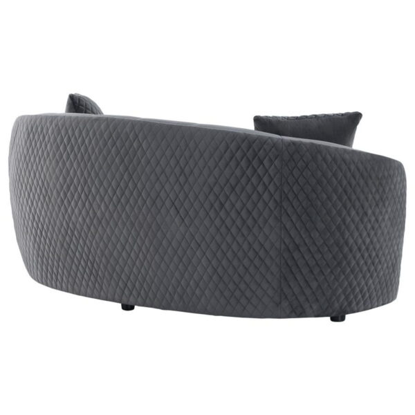 Brookside - Velvet Upholstered Curved Loveseat - Dark Gray - Image 7