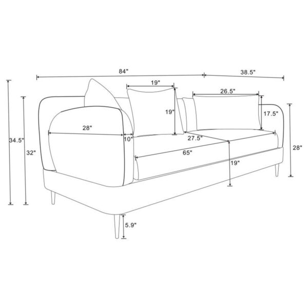 Jade - Chenille Upholstered Sculpted Track Arm Sofa - Latte - Image 5