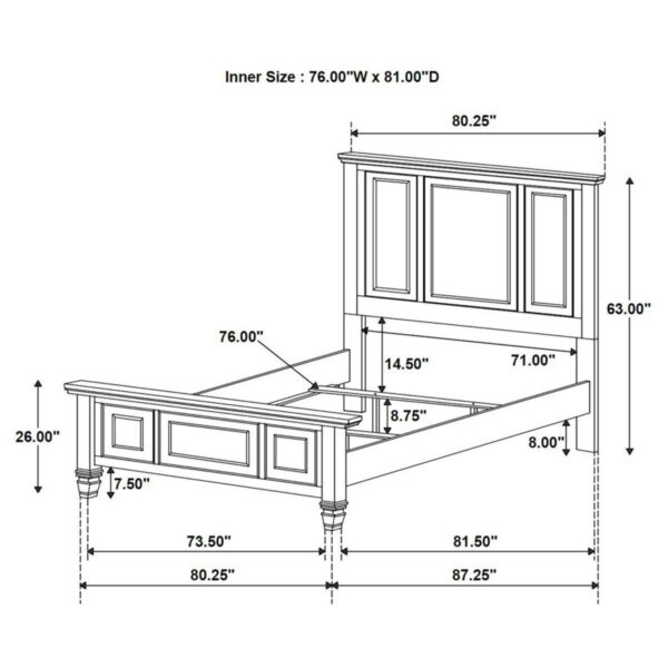 Sandy Beach - 63" Panel Bed with High Headboard - Image 16