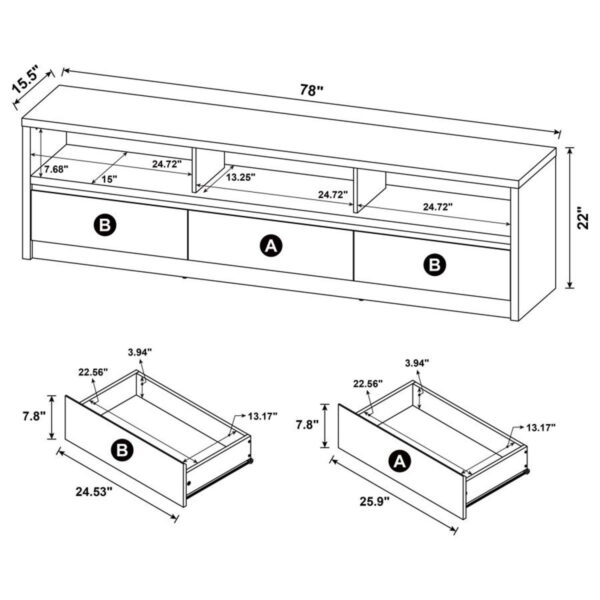 Rutland - 3-Drawer TV Stand Media Console - Image 15