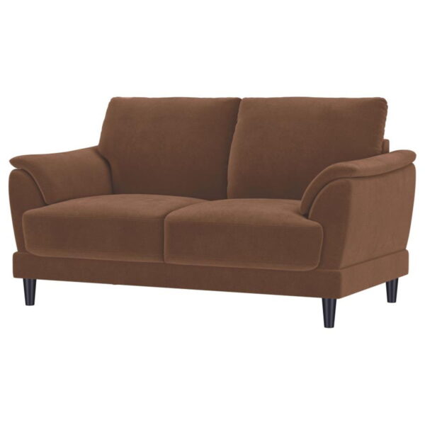 Selma - Velvet Upholstered Crescent Arm Loveseat - Rust - Image 7