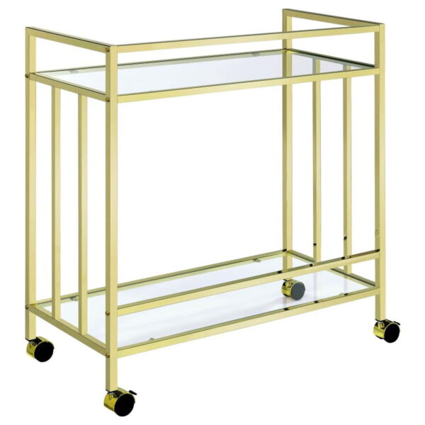 Cara - 2-tier Rectangular Glass Shelf Metal Bar Cart - Image 12