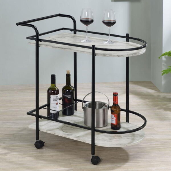 Desiree - 2-Tier Faux Marble Shelf Metal Bar Cart - Image 21