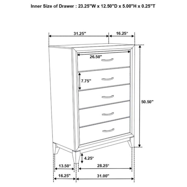 Watson - 5-Drawer Bedroom Chest - Gray Oak - Image 13