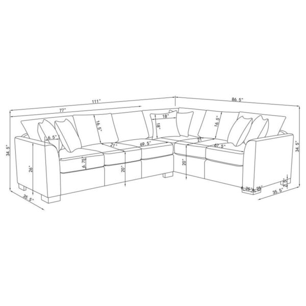 Ashford - Chenille Upholstered Sleeper Sectional Sofa - Greige - Image 16