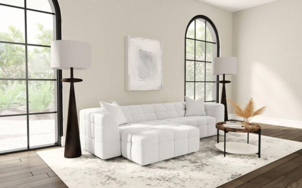 Everly - Boucle Upholstered Extra Long Sofa - White - Image 2