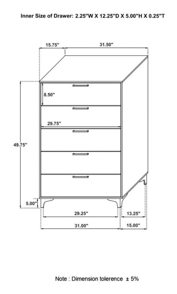 Kendall - 5-Drawer Bedroom Chest - Image 10