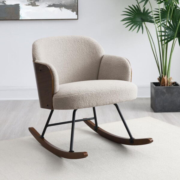 Paige - Boucle Upholstered Mid Back Rocking Chair - Image 5