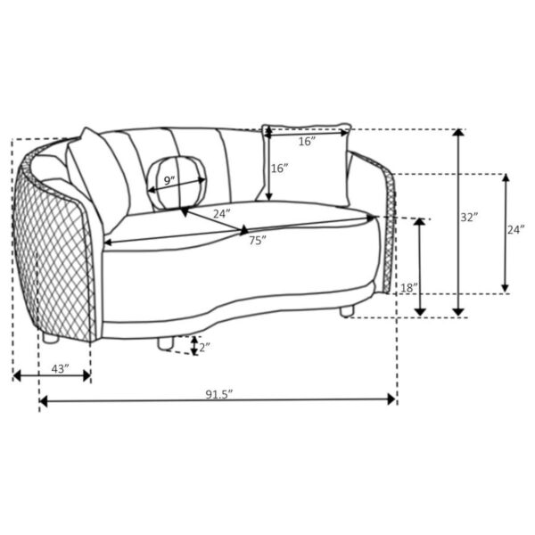 Brookside - 2 Piece Velvet Upholstered Sofa Set - Dark Gray - Image 4