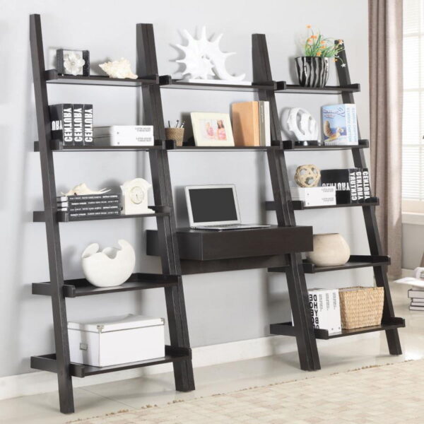 Colella - 3 Piece Ladder Desk And Bookcase Set - Cappuccino - Image 5