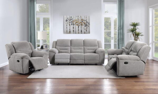 Gilson - Chenille Upholstered Reclining Sofa - Gray - Image 9