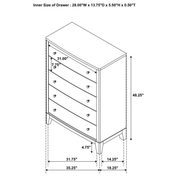 Granada - 5-Drawer Bedroom Chest Of Drawers - Natural Pine - Image 2