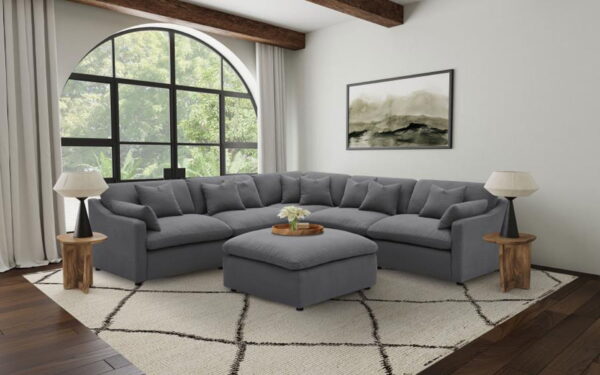 Hobson - Square Upholstered Ottoman - Charcoal - Image 3